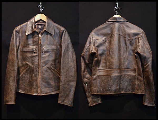 美品】RRL レザー シングル ライダース ジャケット カウハイド 襟付き