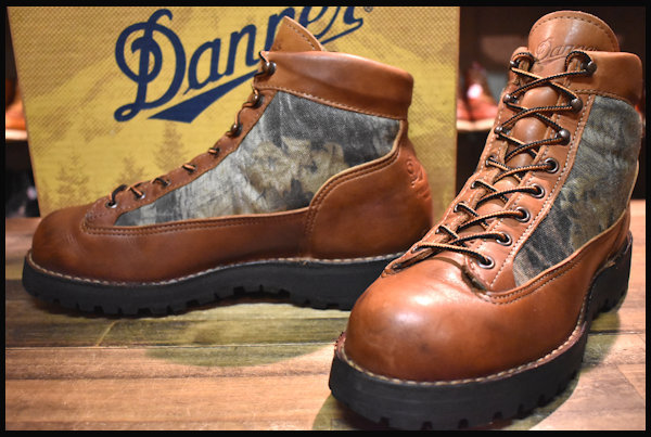 9EE 箱付 良品 白タグ】Danner ダナーライト2 カモ ブーツ 33002X 茶