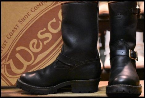 【7.5E 箱付 良品 15年】WESCO ウエスコ カスタムボス 10インチハイト ブラック ビブラム レザーライニング エンジニア ブーツ HOPESMORE