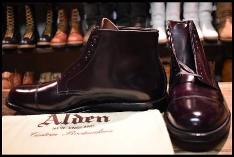 【13D 未使用】ALDEN オールデン 4070H ストレートチップブーツ バーガンディ シェルコードバン シューズ キャップトゥ 短靴 HOPESMORE