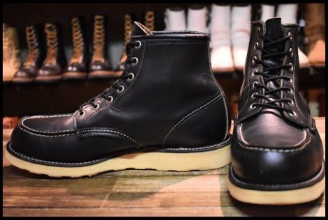 【10E 良品 犬タグ 98年】レッドウィング 8179 アイリッシュセッター 黒 ブラッククローム モックトゥ 編み上げ ブーツ redwing HOPESMORE