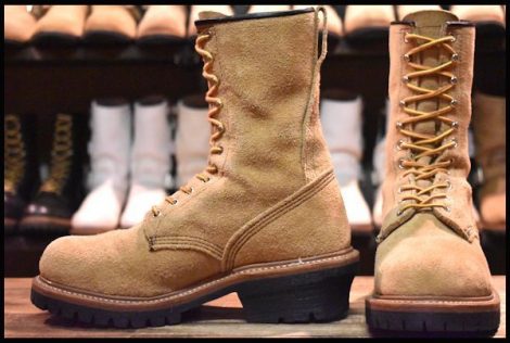 【7.5D 良品 19年】レッドウィング 9211 スエード ロガー タンブルハイドラフアウト 編み上げ ベージュ ブーツ redwing HOPESMORE