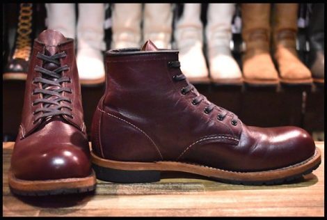 【9D 箱付 美品 16年】レッドウィング 9011 ベックマン ブラックチェリー フェザーストーン プレーントゥ ブーツ redwing HOPESMORE