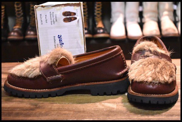 【8.5E 箱付 良品】YUKETEN ユケテン Penny Loafer ペニーローファー Beaver Hair ビーバー ワックスレッド 毛皮  短靴 ブーツ HOPESMORE