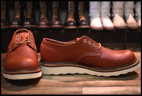 【8D 未使用 17年】レッドウィング 8001 オックスフォード 赤茶 オロラセット プレーントゥ ラウンドトゥ ブーツ redwing HOPESMORE