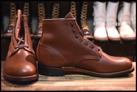 【10.5D 箱付 未使用 18年】レッドウィング 9063 ベックマン ブーツ チーク フェザーストーン 茶 フラットボックス redwing HOPESMORE