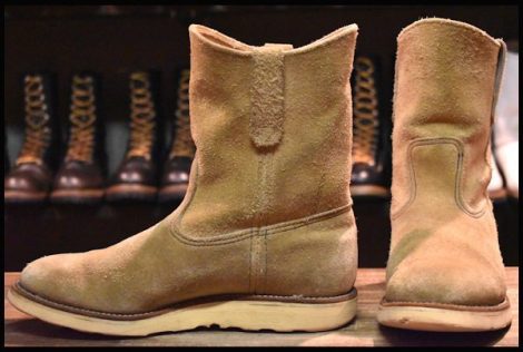 【8.5E 中古 羽タグ 96年】レッドウィング 8168 スエード ペコス タン ラフアウト ベージュ ブーツ redwing pecos HOPESMORE