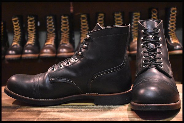 【13D 良品 12年】レッドウィング 8114 アイアンレンジ 黒 ブラックハーネス キャップトゥ レースアップ ブーツ redwing  HOPESMORE