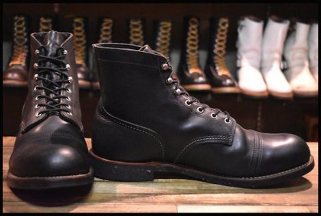 【13D 良品 12年】レッドウィング 8114 アイアンレンジ 黒 ブラックハーネス キャップトゥ レースアップ ブーツ redwing HOPESMORE