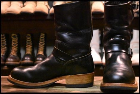 【9D 良品 PT91刺繍 98年 カスタム】レッドウィング 2268 エンジニア 黒 ブラッククローム ビブラムソール ブーツ redwing HOPESMORE