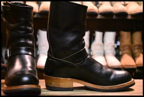 【9D 良品 PT91刺繍 98年 カスタム】レッドウィング 2268 エンジニア 黒 ブラッククローム ビブラムソール ブーツ redwing HOPESMORE