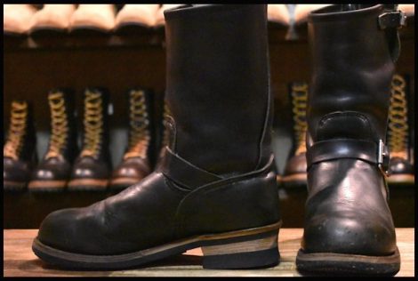 【8D 良品 PT91プリント 95年】レッドウィング 2268 エンジニア 黒 ブラッククローム スチールトゥ ブーツ redwing HOPESMORE