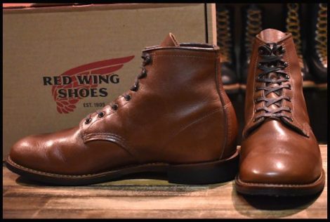 【11D 箱付 美品 17年】レッドウィング 9063 ベックマン チーク フェザーストーン 茶 フラットボックス ブーツ redwing HOPESMORE