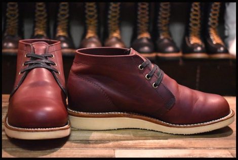 【8E 箱付 良品 縄タグ復刻】Chippewa チペワ 4025BUR チャッカ バーガンディクロームパック 5インチハイト 編み上げ ブーツ HOPESMORE