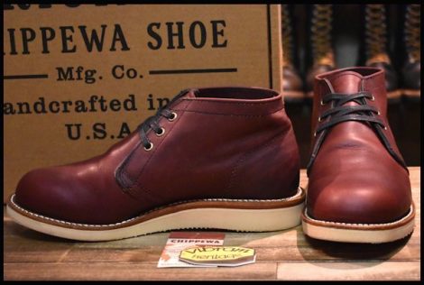 【8E 箱付 良品 縄タグ復刻】Chippewa チペワ 4025BUR チャッカ バーガンディクロームパック 5インチハイト 編み上げ ブーツ HOPESMORE