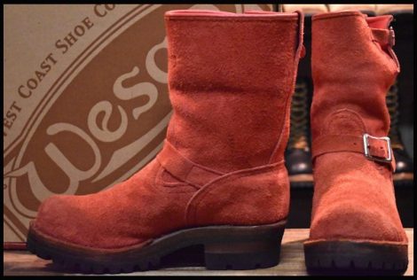 【7.5EE 箱付 良品 10年】WESCO ウエスコ カスタムボス 9インチハイト レッドラフアウト 赤 スエード エンジニア ブーツ HOPESMORE