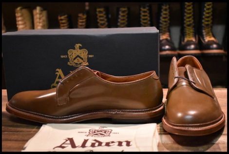 【11D 箱付 未使用】ALDEN オールデン 9905 オックスフォード ウイスキーコードバン プレーントゥ ブーツ 茶 シューズ 短靴 HOPESMORE