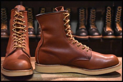 【9EE 美品 羽タグ】レッドウィング 708 ロング 茶 ブラウン ベルバリタン 編み上げ レースアップ ブーツ redwing HOPESMORE