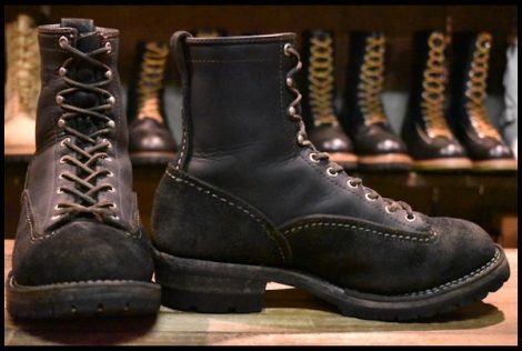 【8.5E 良品 16年】WESCO ウエスコ カスタムジョブマスターLTT 黒 ブラック×ラフアウト 編み上げ レースアップ ブーツ HOPESMORE
