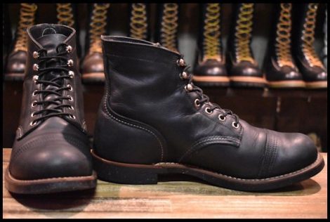 【8.5D 良品 13年】レッドウィング 8114 アイアンレンジ 黒 ブラックハーネス キャップトゥ レースアップ ブーツ redwing HOPESMORE