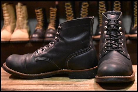 【8.5D 良品 13年】レッドウィング 8114 アイアンレンジ 黒 ブラックハーネス キャップトゥ レースアップ ブーツ redwing HOPESMORE