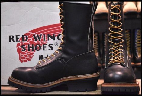 【11D 箱付 美品 PT91刺繍】レッドウィング 2210 ロガー 黒 ブラッククローム スチールトゥ 編み上げ ブーツ redwing HOPESMORE