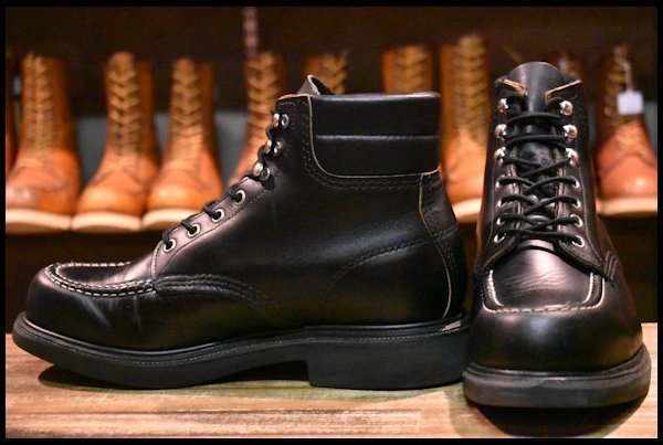 【8E 良品 羽タグ 98年】レッドウィング 8133 スーパーソール 黒 ブラッククローム モックトゥ 編み上げ ブーツ redwing  HOPESMORE