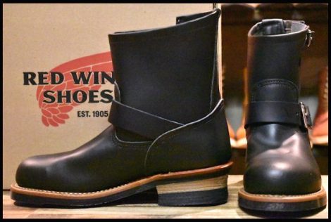 【7D 箱付 未使用 10年】レッドウィング 2976 ショート エンジニア 黒 ブラッククローム スチールトゥ ブーツ redwing HOPESMORE