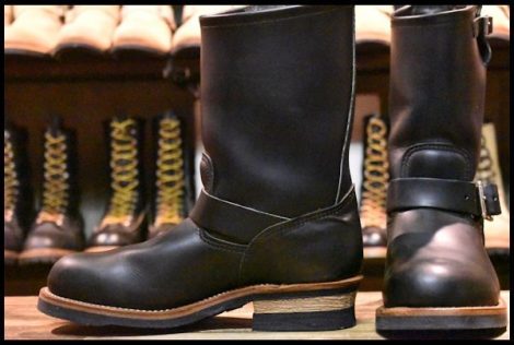 【8.5D 美品 18年】レッドウィング 2268 エンジニア 黒 ブラッククローム スチールトゥ ブーツ redwing HOPESMORE