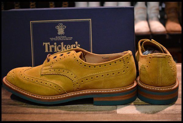 UK9 箱付 未使用】Tricker's トリッカーズ M7292 Curry Suede Brogue