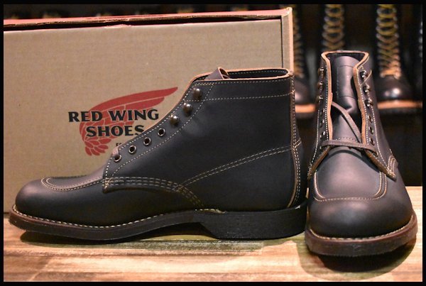 【8.5D 箱付 未使用 19年】レッドウィング 8075 1930s スポーツ ブーツ 黒 ブラック プレーリー redwing フラットボックス  HOPESMORE