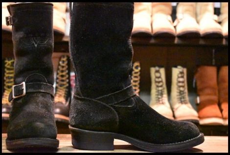 【UK7 箱付 良品】VIBERG ヴァイバー 83 エンジニア 黒スエード ブラック ラフアウト 11インチハイト ビブラム430 ブーツ HOPESMORE
