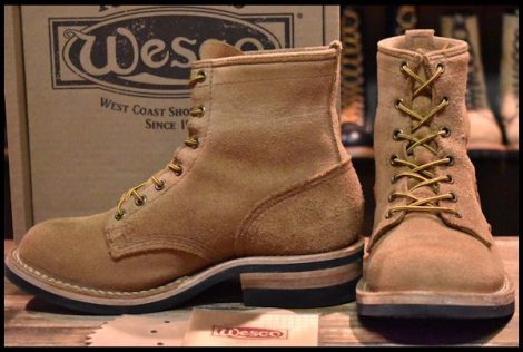 【6? 箱付 美品】WESCO ウエスコ カスタムウォーレン バーラップラフアウト スエード ベージュ 編み上げ ブーツ ジョブマスター HOPESMORE