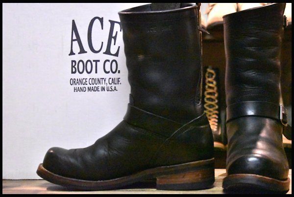 8.5E 箱付 中古】ACE BOOT エースブーツ エンジニア ブラック 黒 ...