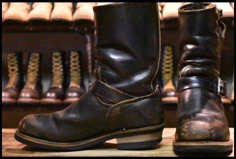【8D 中古 PT91プリント】レッドウィング 2268 エンジニア 黒 ブラッククローム スチールトゥ ブーツ redwing HOPESMORE