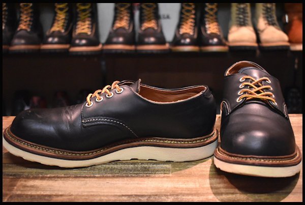 【8D 良品 12年】レッドウィング 8002 オックスフォード 黒 ブラック プレーントゥ ローカット 短靴 ブーツ redwing  HOPESMORE