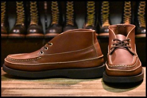 【8E 美品】RUSSELLMOCCASIN ラッセルモカシン スポーティングクレーチャッカ ダブルモカシン ブラウン 茶 編み上げ ブーツ HOPESMORE