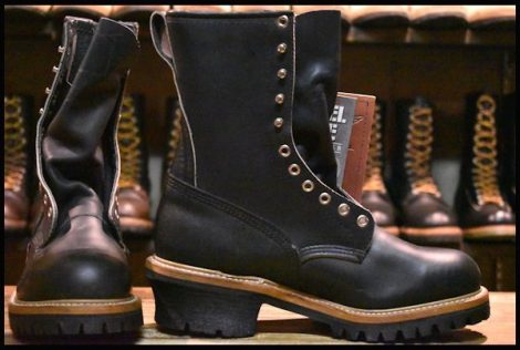 【8D DEAD PT91プリント 92年11月刻印】レッドウィング 2218 ロガー 黒 ブラッククローム スチールトゥ ブーツ redwing HOPESMORE