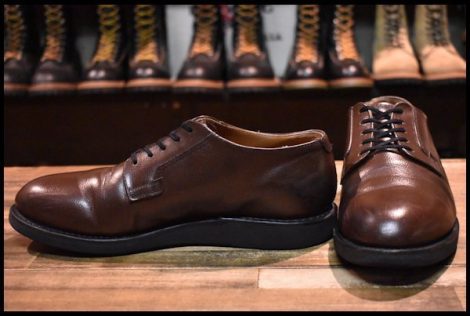 【8.5D 中古 10年】レッドウィング 9102 ポストマン シューズ ブラウン 茶 チョコレートシャパラル 短靴 ブーツ redwing HOPESMORE
