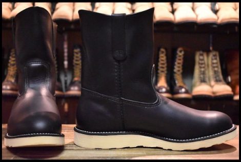 【10E 良品 10年】レッドウィング 8169 ペコス 黒 ブラッククローム プルオン クッションソール ブーツ redwing pecos HOPESMORE
