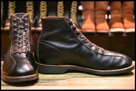 【8.5D 箱付 良品 18年】レッドウィング 8825 アウティング 黒 ブラック プレーリー 茶芯 先芯なし 編み上げ ブーツ redwing HOPESMORE