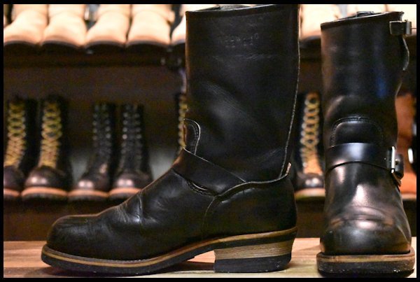 【7.5D 良品 PT83 92年02月刻印】レッドウィング 2268 エンジニア 黒 ブラッククローム スチールトゥ ブーツ redwing  HOPESMORE