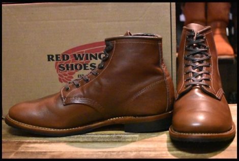 【10D 箱付 美品 18年】レッドウィング 9063 ベックマン チーク フェザーストーン 茶 フラットボックス ブーツ redwing HOPESMORE