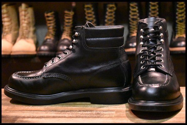 【9E 美品 15年】レッドウィング 8133 スーパーソール 黒 ブラッククローム モックトゥ レースアップ ブーツ redwing  HOPESMORE