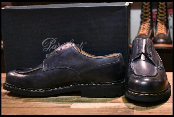 【UK12F 箱付 未使用】Paraboot パラブーツ 710710 CHAMBORD シャンボード ブラック 黒 テックスソール Uチップ  編み上げ ブーツ HOPESMORE