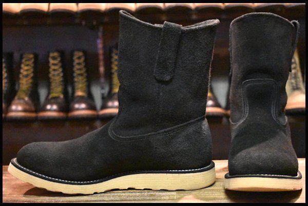 【9E 良品 BEAMS別注 04年】レッドウィング 8177 黒スエード ペコス ブラック ラフアウト ブーツ redwing pecos  HOPESMORE