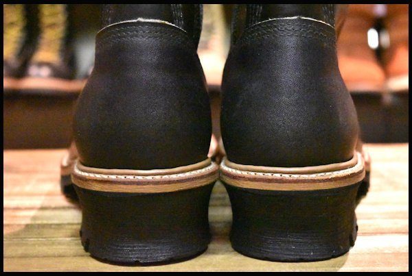 【13EE DEAD PT91刺繍EH カスタム】レッドウィング 2218 ロガー 黒 ブラッククローム スチールトゥ レースアップ ブーツ  redwing HOPESMORE