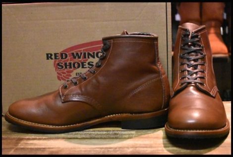 【10D 箱付 美品 18年】レッドウィング 9063 ベックマン チーク フェザーストーン 茶 フラットボックス ブーツ redwing  HOPESMORE