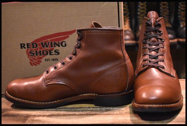 【8.5D 箱付 美品 18年】レッドウィング 9063 ベックマン ブーツ チーク フェザーストーン 茶 フラットボックス redwing  HOPESMORE