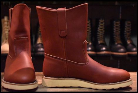 【7E 箱付 DEAD 緑犬タグ 96年】レッドウィング 866 ペコス 赤茶 オロラセット クッションソール ブーツ redwing pecos  HOPESMORE